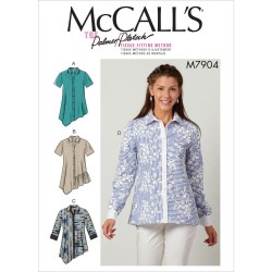 7904 MCCALLS PALMER PLETSCH BUTTON COLLAR SHIRT PATTERN LARGE- XXL 16-26 NEW